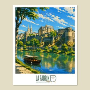 Affiche Angers Été avec le château et la Maine