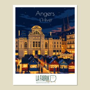 Affiche Angers Hiver avec le marché de Noël place du Ralliement